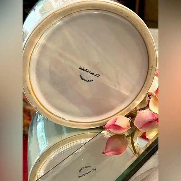 Teleflora Purple-Blue Drip Glazed Ceramic White Pitcher Vase Flower Art Pottery - Picture 10 of 13